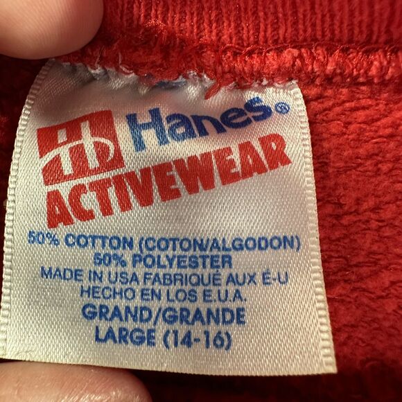 Vintage Raglan Crewneck Sweater Youth Large (14-16)‎ Red Northside Elementary - Picture 4 of 8